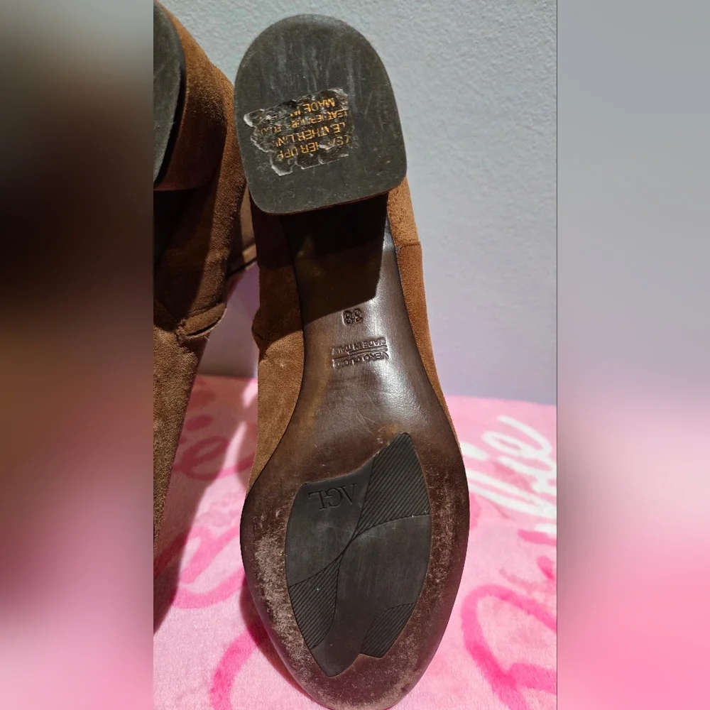 Women's AGL Leather Suede Cognac Ankle Boot, Size 38 - Picture 15 of 16